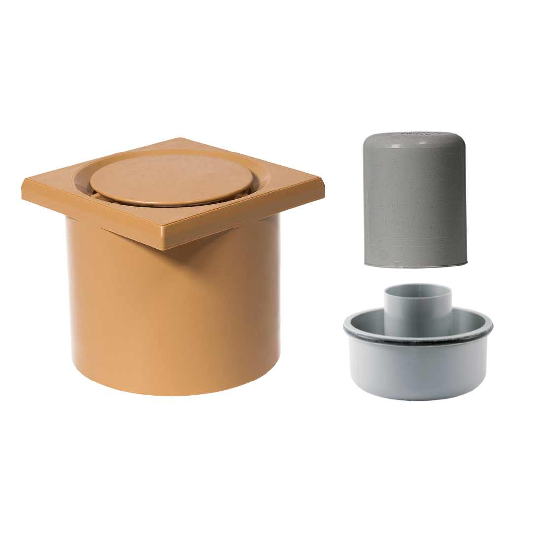 WetFloor Drain 2nd Fix with 110mmx110mm Beige ABS Grate