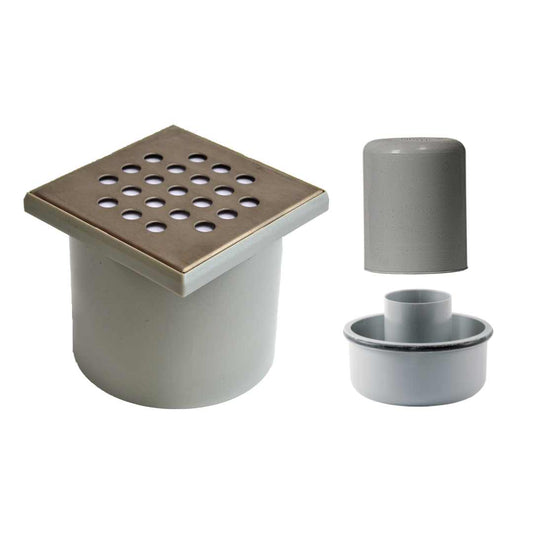 WetFloor Drain 2nd Fix with 110mmx110mm Stainless Steel Round Hole Grate