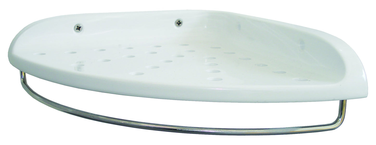 Corner Shower Shelf - Lecoco Bathroom Accessory Bodie Range, White Reconstituted Stone