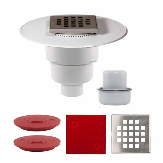 WetFloor 304 All-in-One 50mm Bottom Outlet with 110mmx110mm Stainless Steel Square Hole Grate