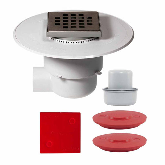 WetFloor 304 All-in-One 50mm Side Outlet with 110mmx110mm Stainless Steel Square Hole Grate