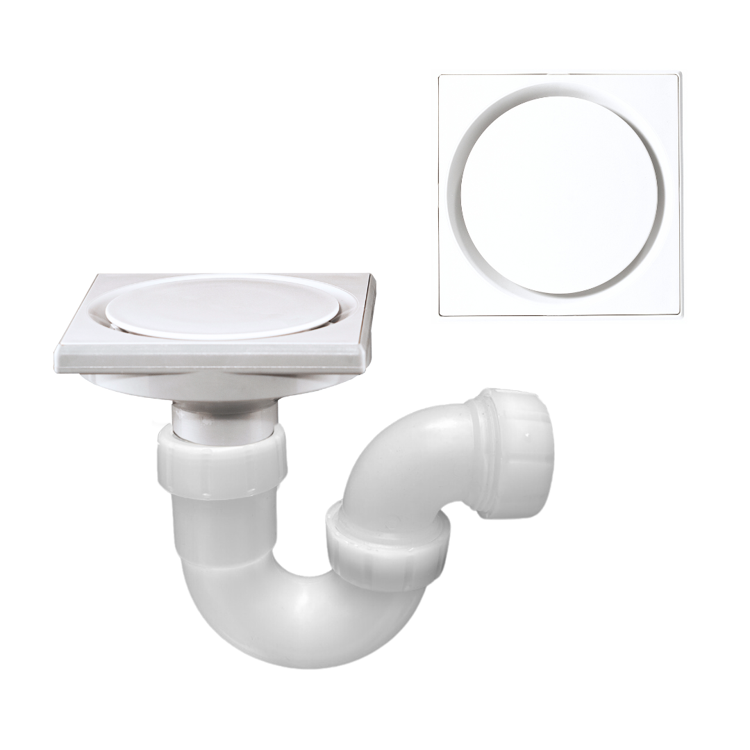 DrainMate 40mm with 110mmx110mm White ABS Grate