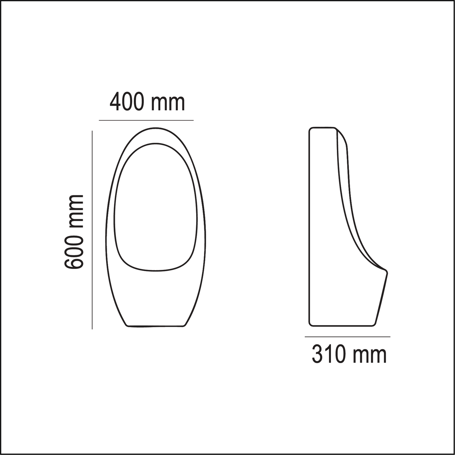Large Urinal – Back-to-Wall Installation