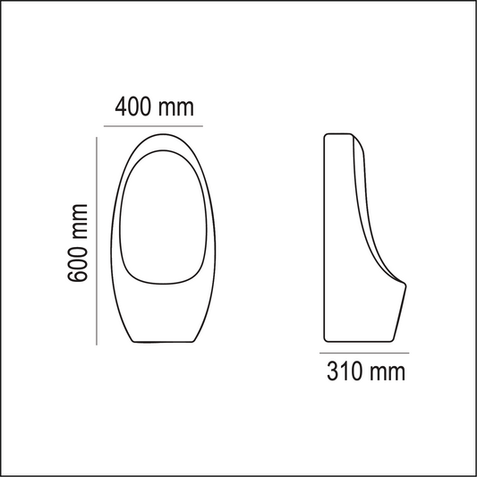 Large Urinal – Back-to-Wall Installation