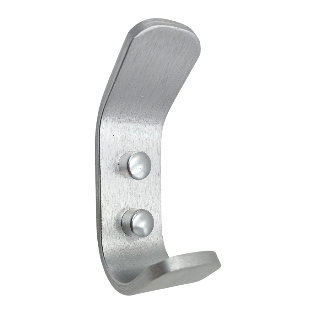 Towel Hook - Onyx Bathroom Accessory Bodie Range, Brushed Aluminium, (L) 3.0cm | (W) 4.4cm | (H) 9.6cm