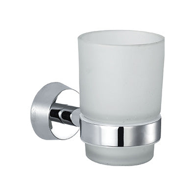 Toothbrush Tumbler - Designer, Bathroom Accessory Bodie Range, Polished Chrome, (L) 7cm | (W) 12cm | (H) 10cm