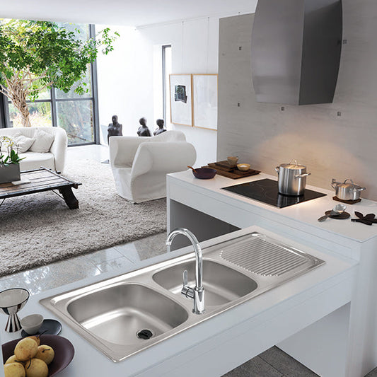Franke Projectline PLN 621 Double Bowl Stainless Steel Kitchen Sink 1160 x 460mm – Inset, Includes 38mm Waste