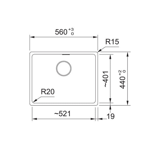 Franke Maris MRG610-52 Fragranite Black Single Bowl Kitchen Sink 560 x 440mm – Inset, Includes 90mm Waste