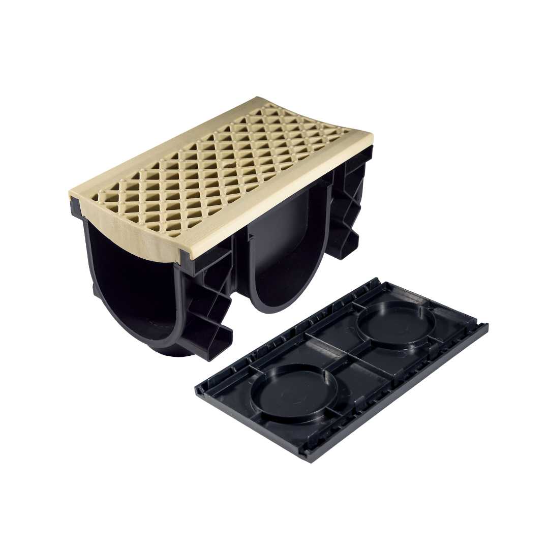 QualiDrain Nylon 250mm Body & Protective Cover with Sandstone Grate