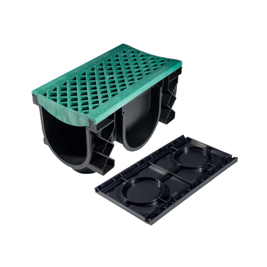 QualiDrain Nylon 250mm Body & Protective Cover with Green Grate