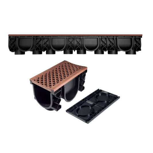 QualiDrain Lite 1-meter Body & Dustcover with Terracotta Grate