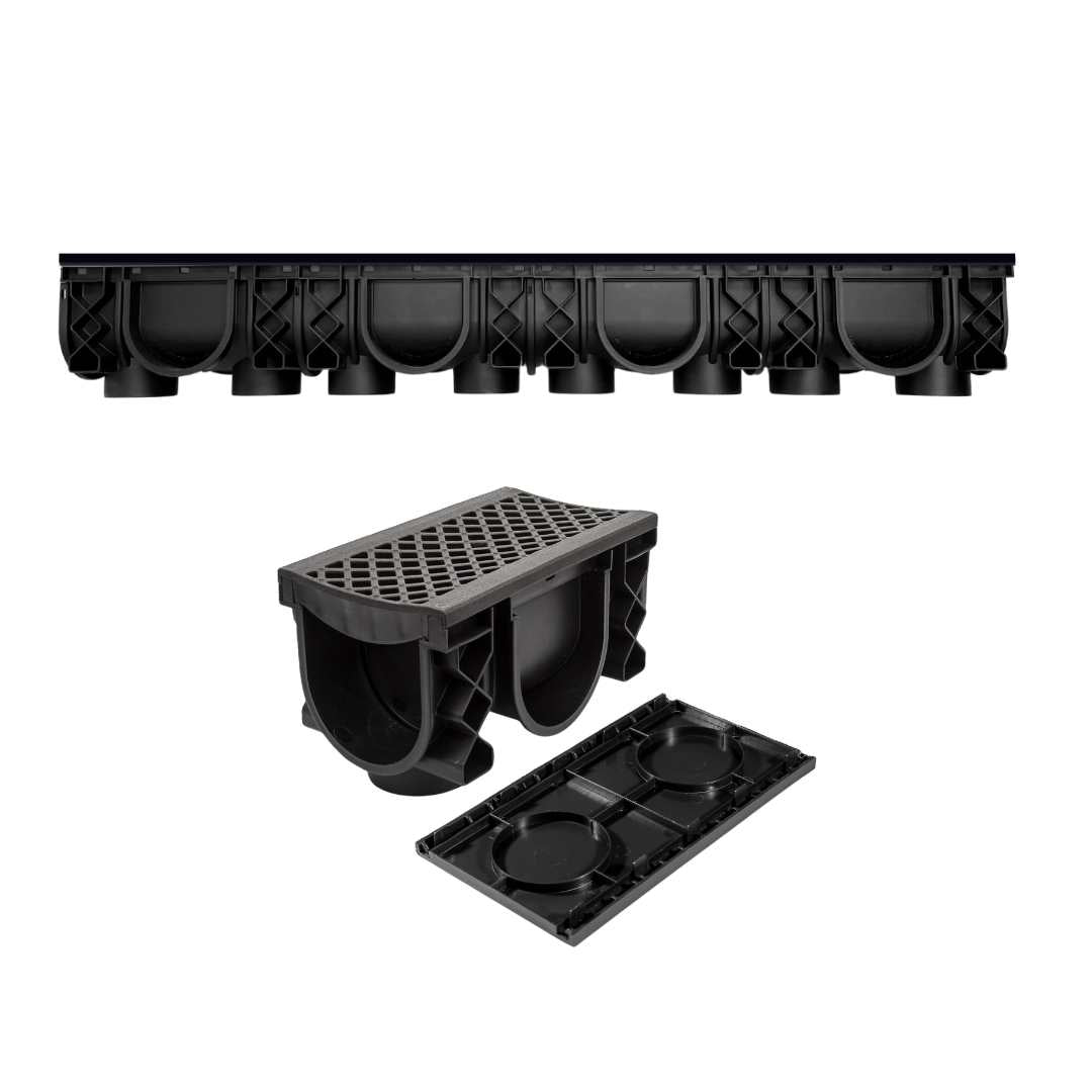 QualiDrain Nylon 1-meter Body & Dustcover with Black Grate