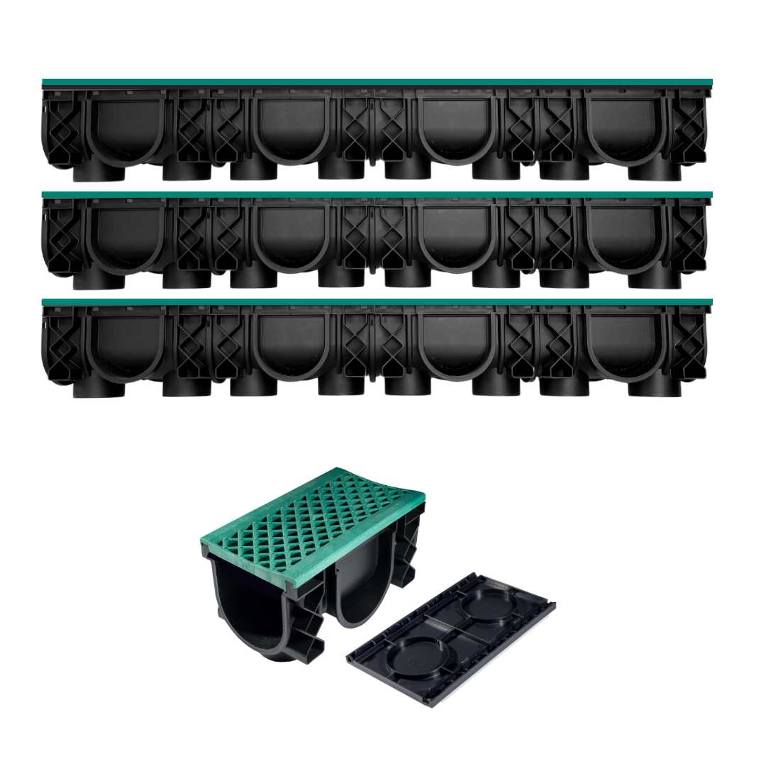 QualiDrain Lite 3-meter Pack Body & Dustcover with Green Grate