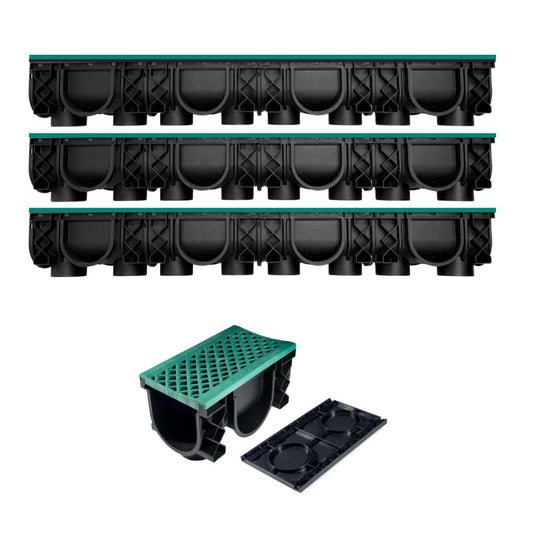 QualiDrain Lite 3-meter Pack Body & Dustcover with Green Grate