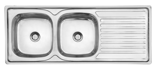 Sink - Double End Bowl, Drop-In, 1200mmx480mmx150mm, 201 Grade Stainless Steel