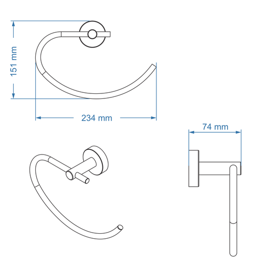 Towel Ring - Coal Bathroom Accessory Icon Premium Range in Black