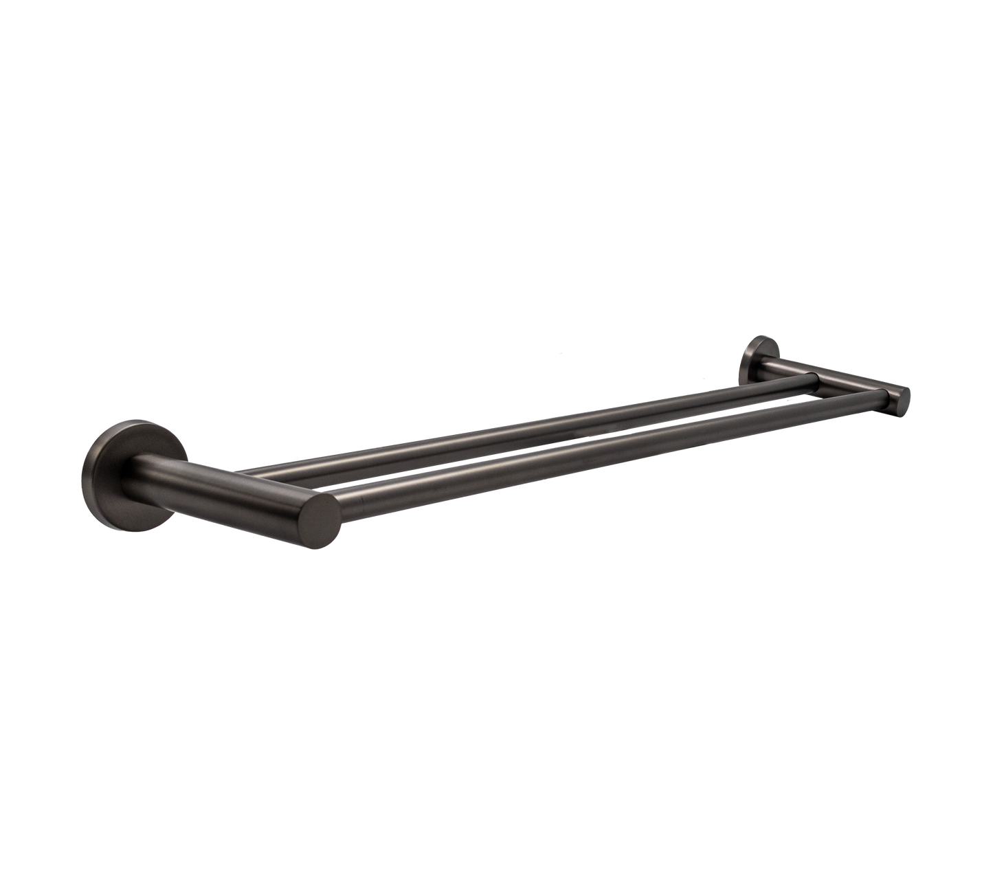 Double Towel Rail 600mm - Phoenix Bathroom Accessory, Icon Premium Range in Gun Metal Finish, (L) 60.0cm | (W) 12.4cm | (H) 5.1cm