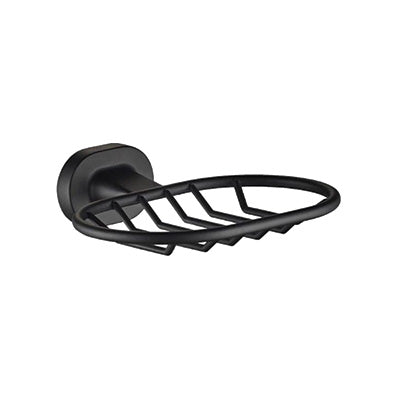 Soap Dish/Basket - Raven Bathroom Accessory Icon Conventional Range in Black, (L) 12.5cm | (W) 12.2cm | (H) 4.3cm