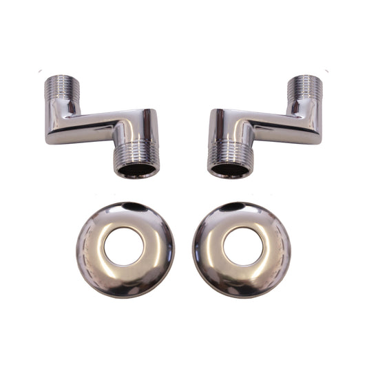 Offset Connector - Wider, 1/2"x3/4", Chrome Plated Finish