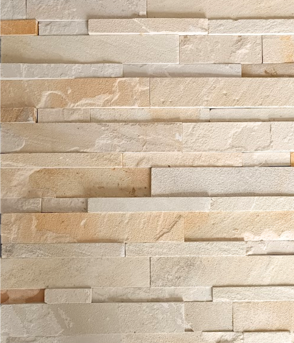 Cladding - Natural Stone Wall Mint Sandstone Slate Cladding, 8 Unique Tiles, 600x150mm (Box of 8, 0.72SQM)