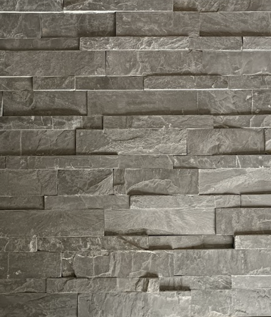 Cladding - Natural Stone Wall Noir Black Slate Cladding, 8 Unique Tiles, 600x150mm (Box of 8, 0.72SQM)