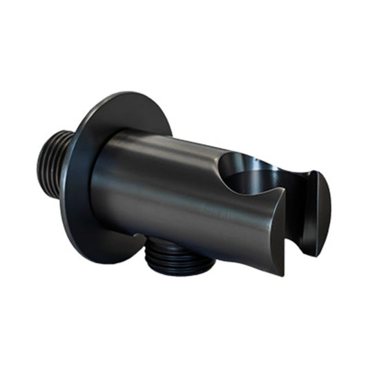 Wall Bracket for Handshower - Includes Outlet, Round, Matt Black Finish