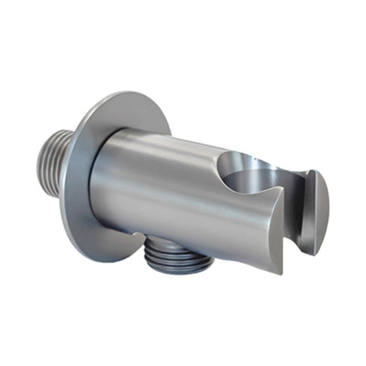 Wall Bracket for Handshower - Includes Outlet, Round, Brushed Stainless Steel Finish