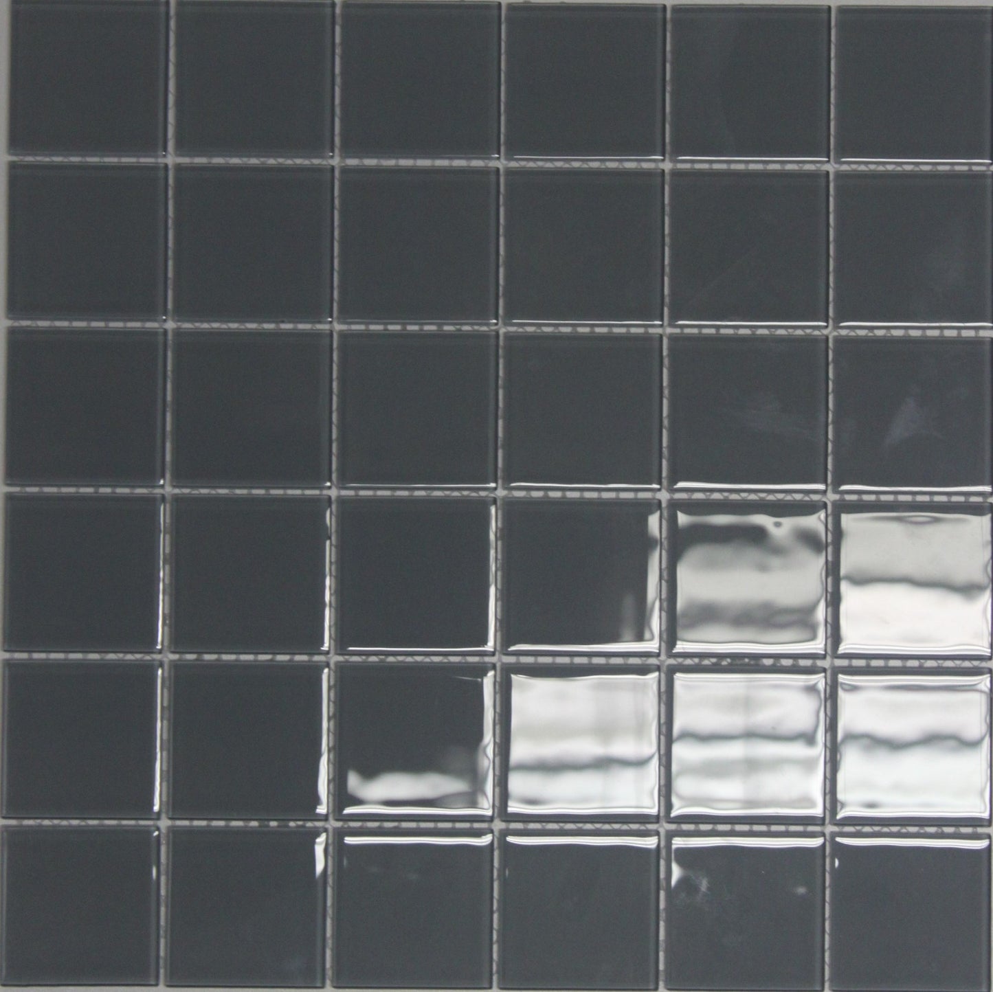 Mosaic Glass - Gloss, Square, Gunmetal, 300x300 - 48mm