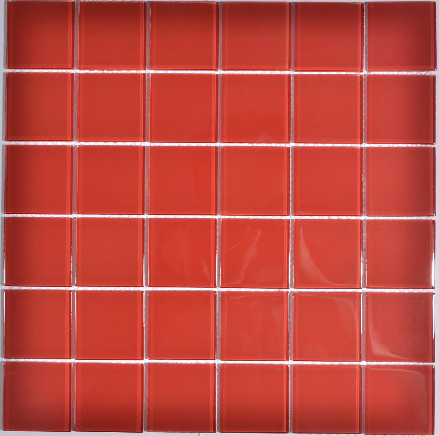 Mosaic Glass - Gloss, Square, Red, 300x300 - 48mm