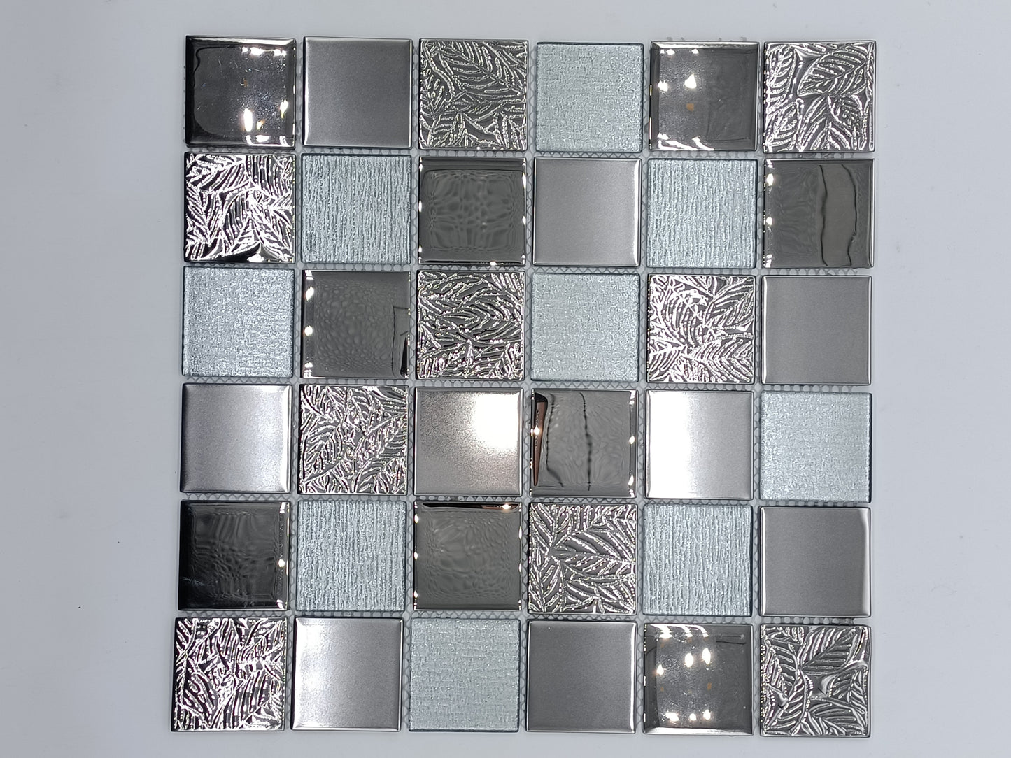 Mosaic Glass - Square, Sterling Silver, 300x300 - 48mm