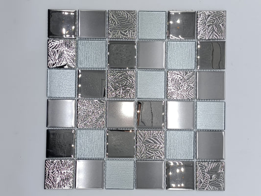 Mosaic Glass - Square, Sterling Silver, 300x300 - 48mm