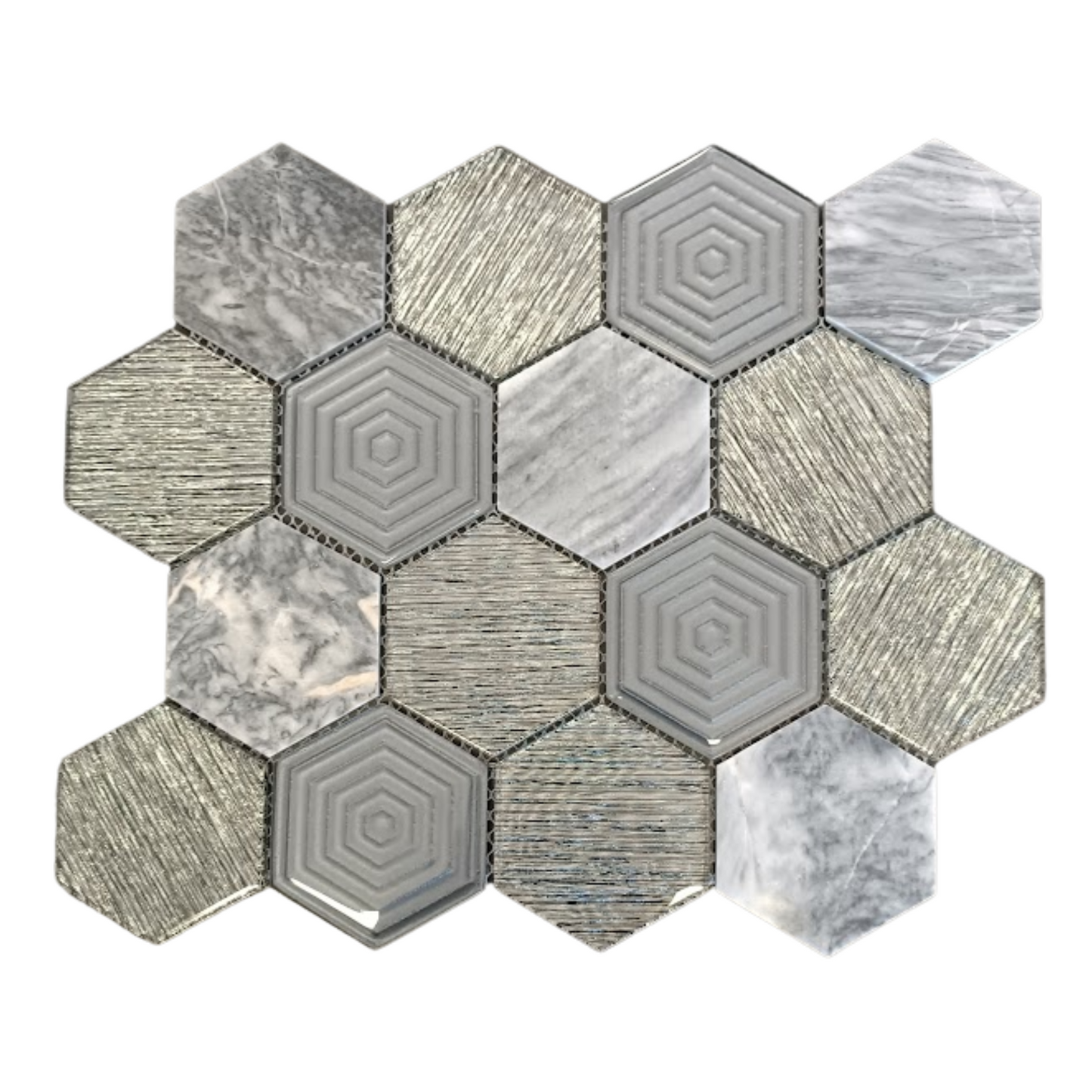 Mosaic Stone & Glass Blend - HEX, Opal, Large, 260x300 - 73mm