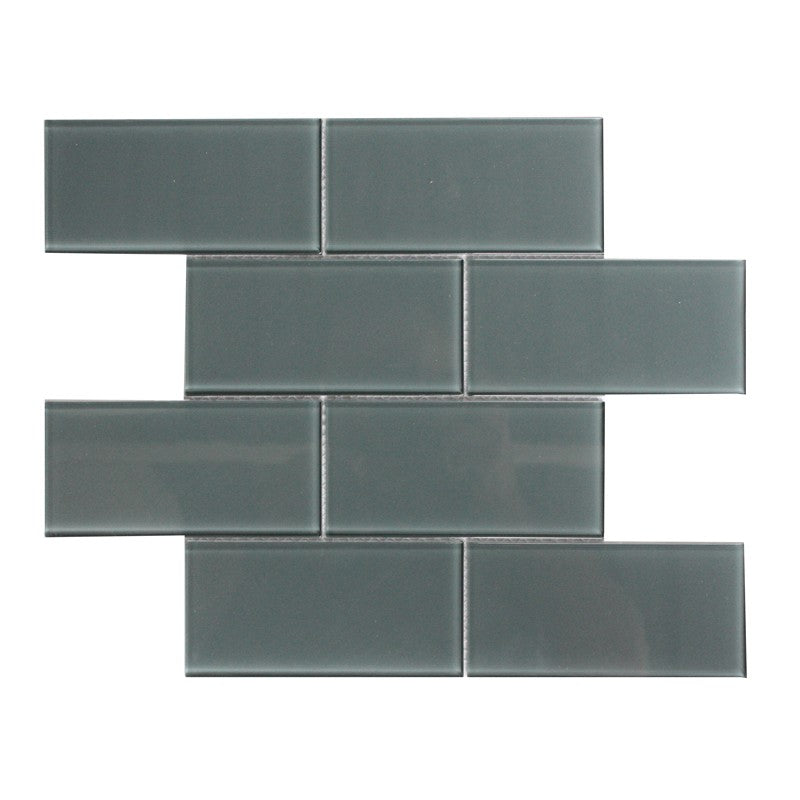 Mosaic Glass - Gloss, Metro-Subway, Gunmetal, 300x300 - 150mm