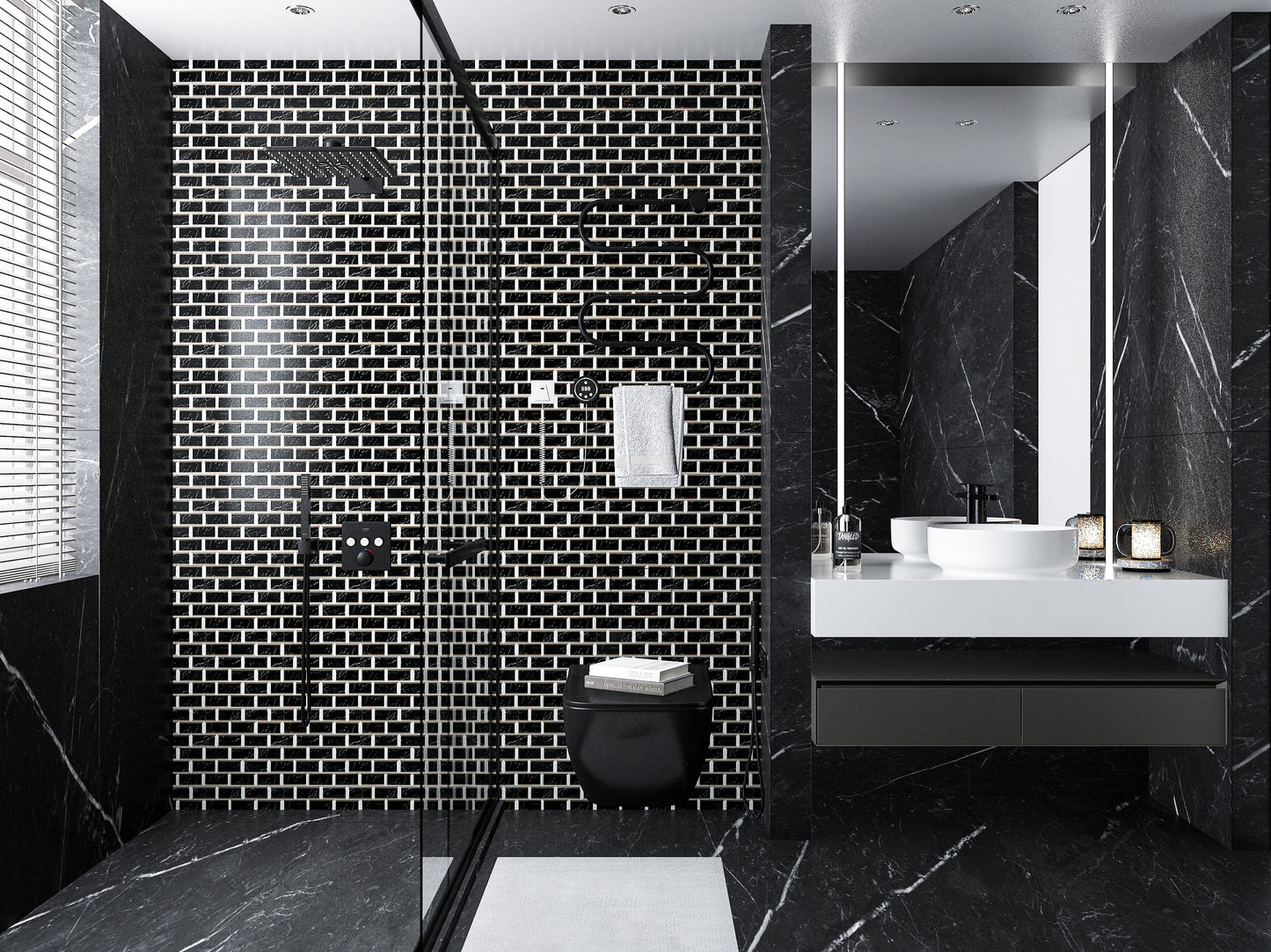 Mosaic Glass - Metro, Obsidian, 300x300