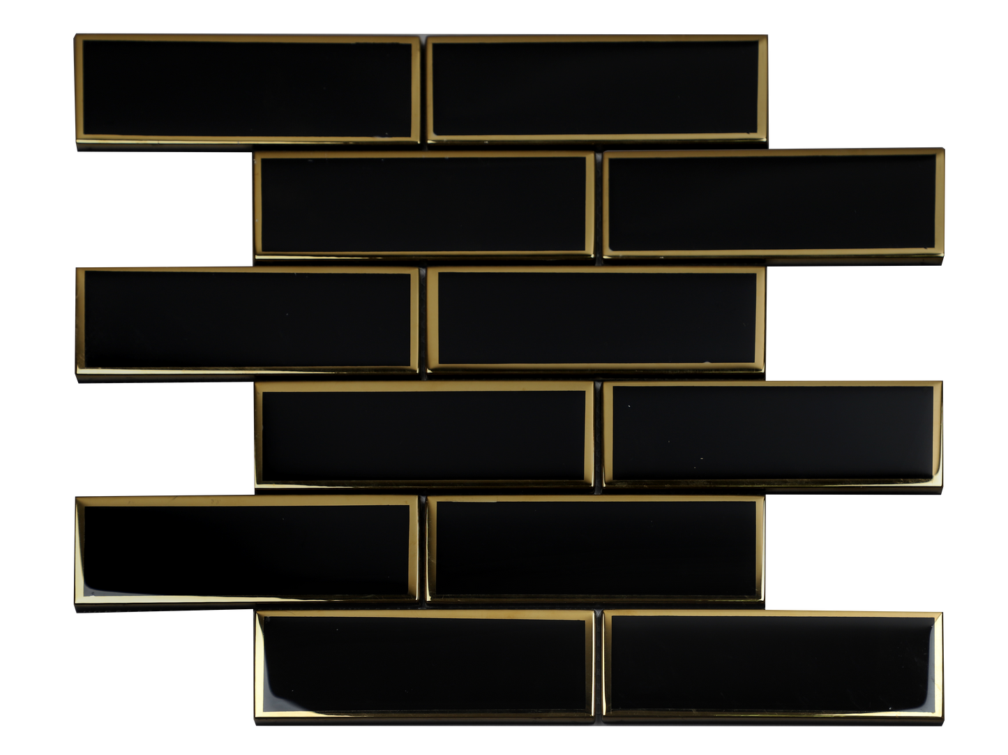 Mosaic Glass - Metro, Black w Gold Border, 300x300