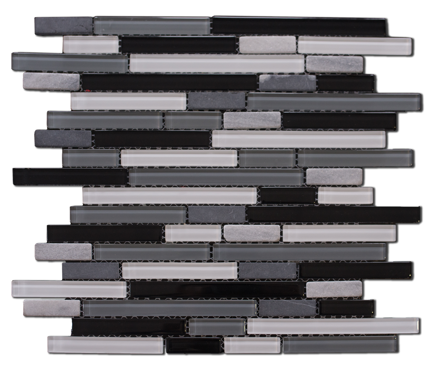 Mosaic Glass - Linear Variety, Grey Mix, 300x300