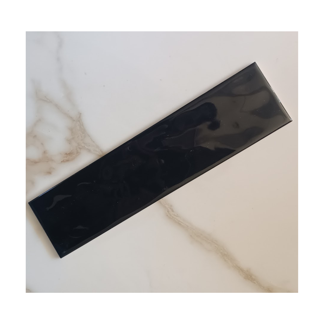 Tile Subway - Glazed, Black, 300x75mm (Box of 44, 1 SQM)