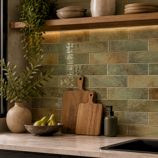 Tile Subway - Gloss, Horizon Olive, 300x75mm (Box of 44, 1.1 SQM)