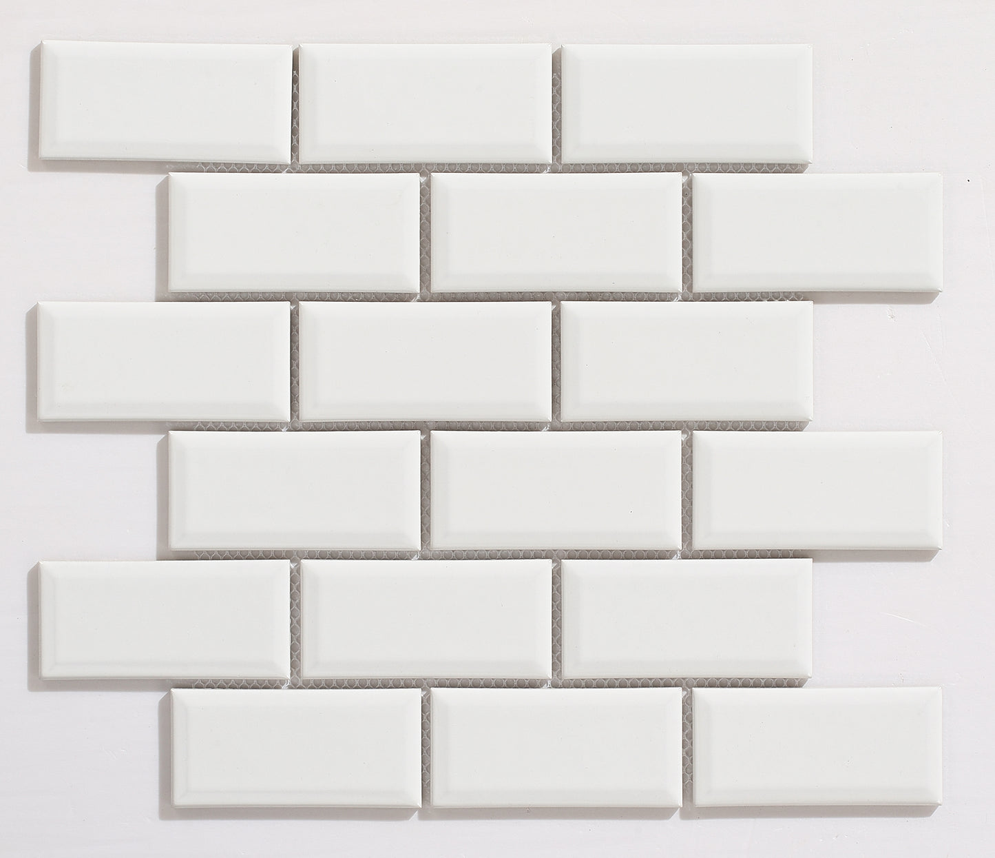 Mosaic Porcelain - Glazed, Metro White Bevelled, Gloss, 300x300 - 95mm