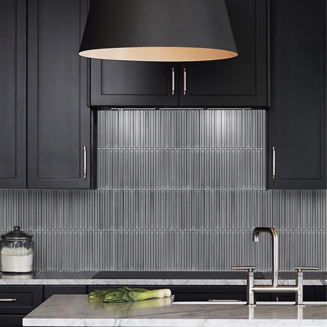 Mosaic Porcelain - Glazed, Finger Tile, Kit Kat, Speckled Grey, Gloss, 294x294mm