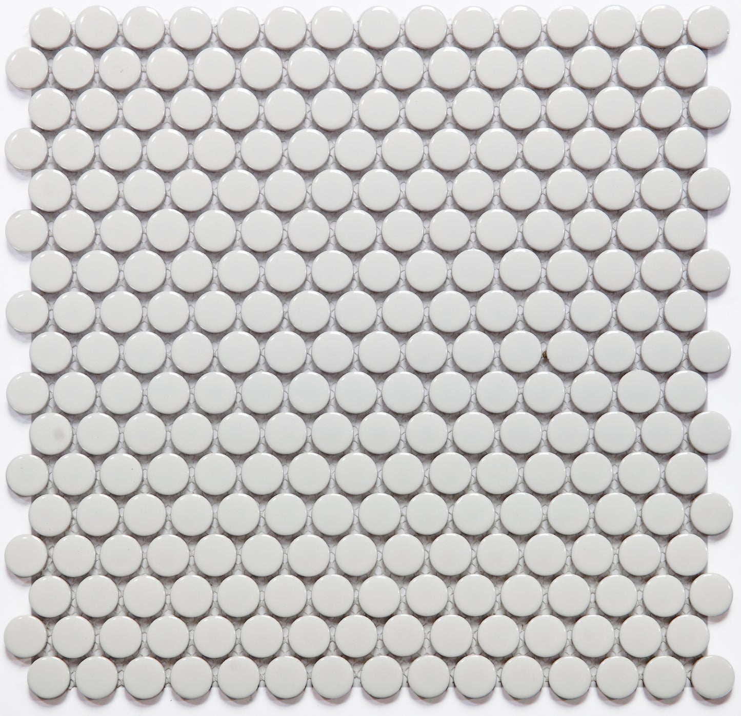Mosaic Porcelain - Glazed, White Penny Round, Gloss, 300x300 - 19mm