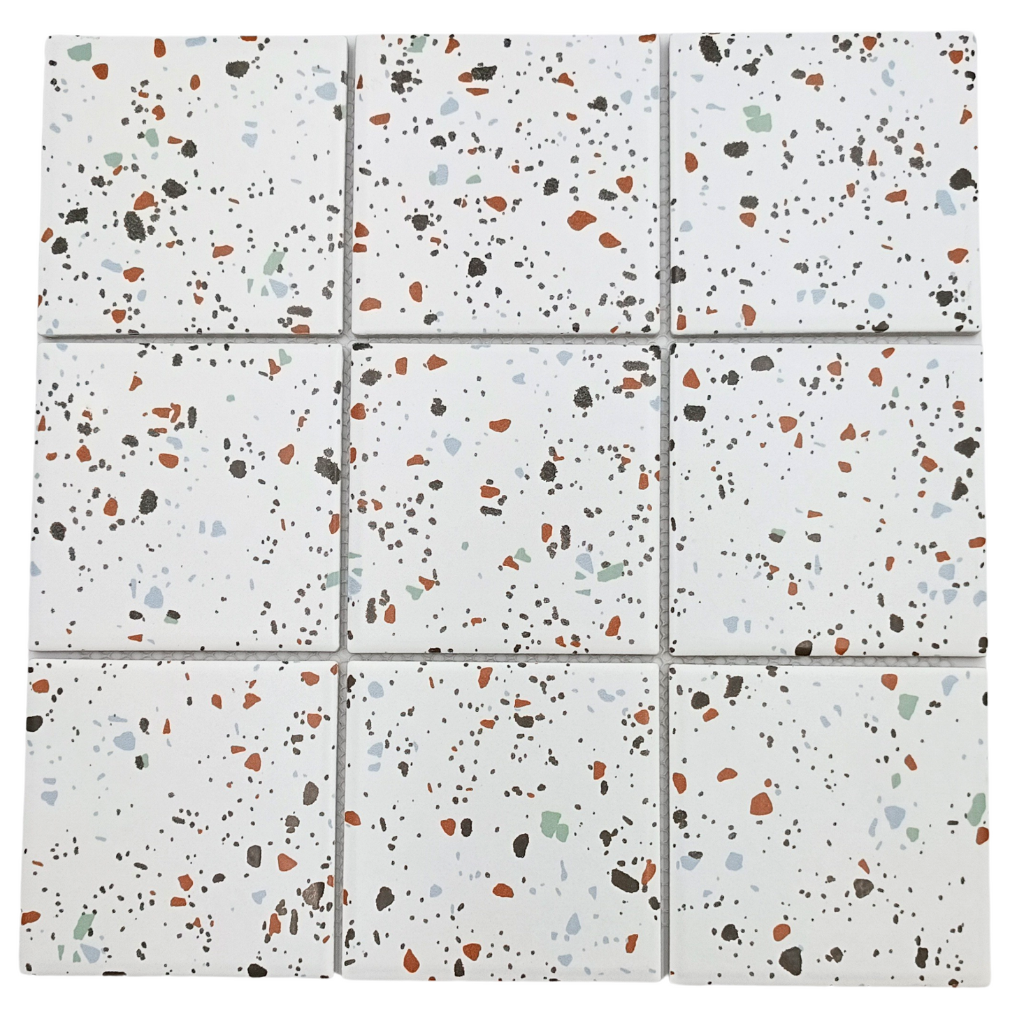 Mosaic Porcelain - Glazed, White Terazzo, 300x300mm - 97mm