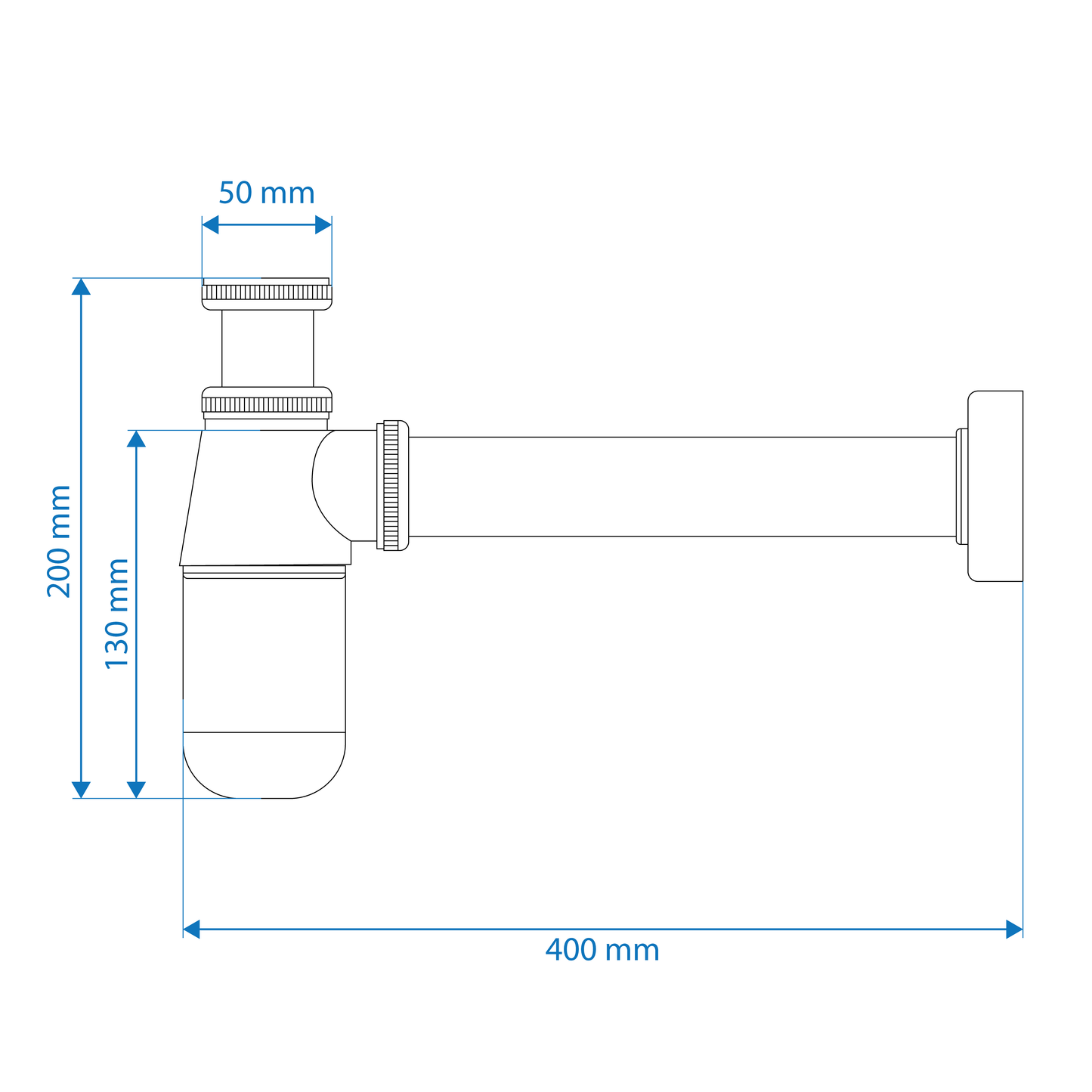 Bottle Trap - Plastic, Chrome Plated Finish 32mm/40mm