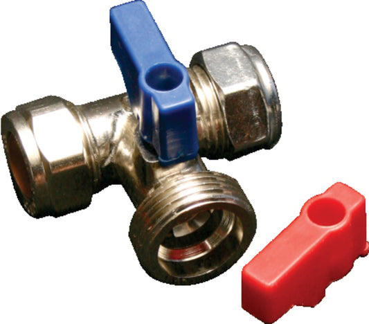 Washing Machine Adaptor - TEE Adaptor, CxCxMI, 15mmx3/4", Chrome Plated Finish