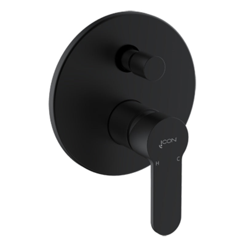 Shower/Bath Mixer/Concealed Divertor Mixer – Aquarius Icon Range, Matt Black Finish
