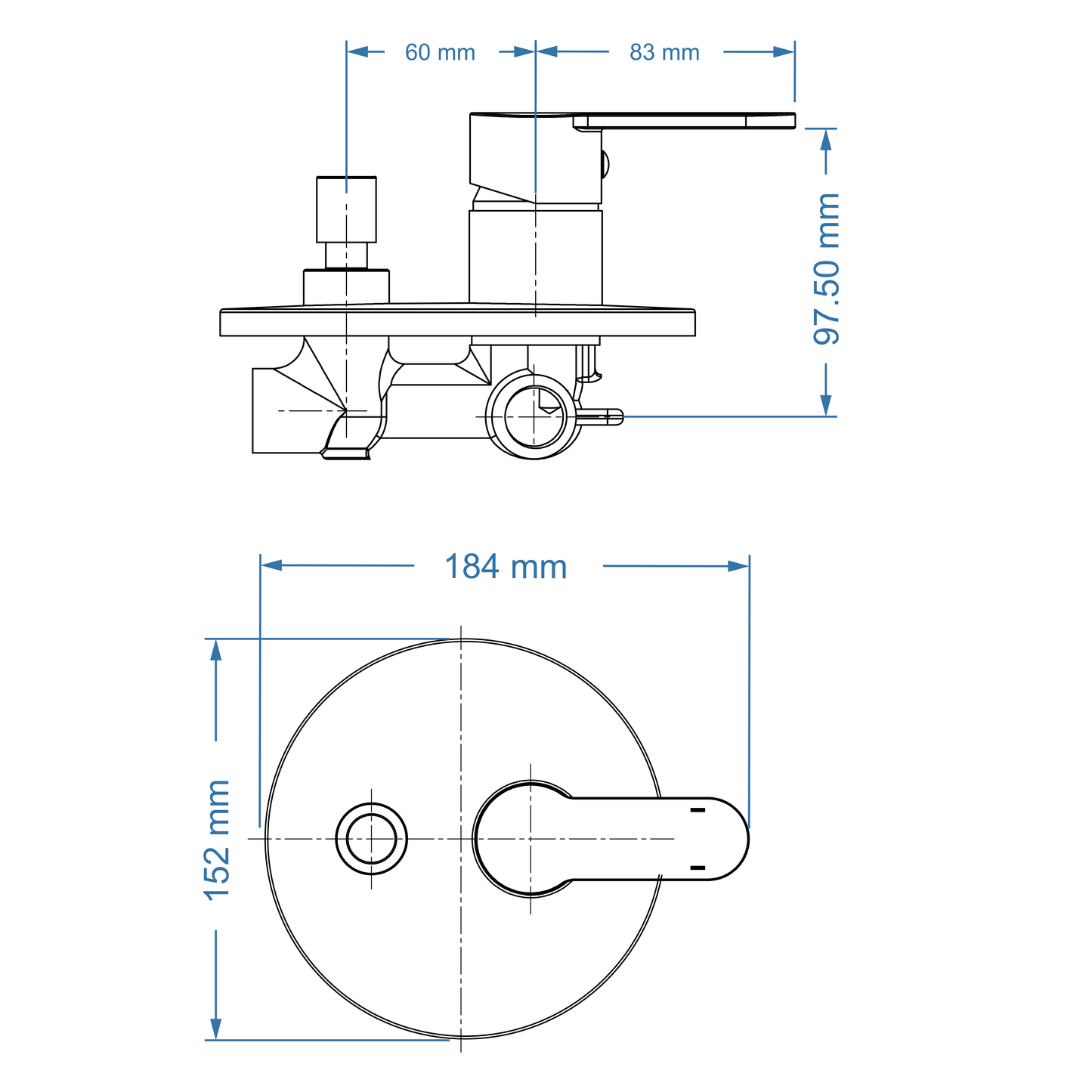 Shower/Bath Mixer/Concealed Divertor Mixer – Aquarius Icon Range, Modern Bathroom Tap