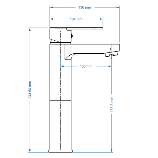 Basin Mixer Raised – Aquarius Icon Range, Brushed Stainless Steel Finish