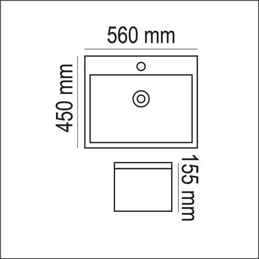 Basin Free Standing Pamela – Ceramic, 1 Tap Hole, Icon Premium Range, White, (L) 56cm | (W) 45cm | (H) 15.5cm