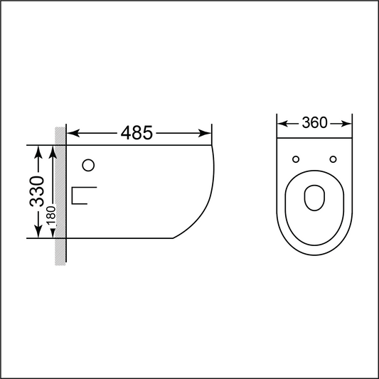 Wall-Hung Pan Ash – Square, Matt Black, Icon Premium Range