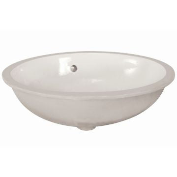 Basin Undercounter Atlas – Lecico, Oval, Ceramic, 0 Tap Hole, White (Incl Brackets), (L) 42cm | (W) 56cm | (H) 21cm